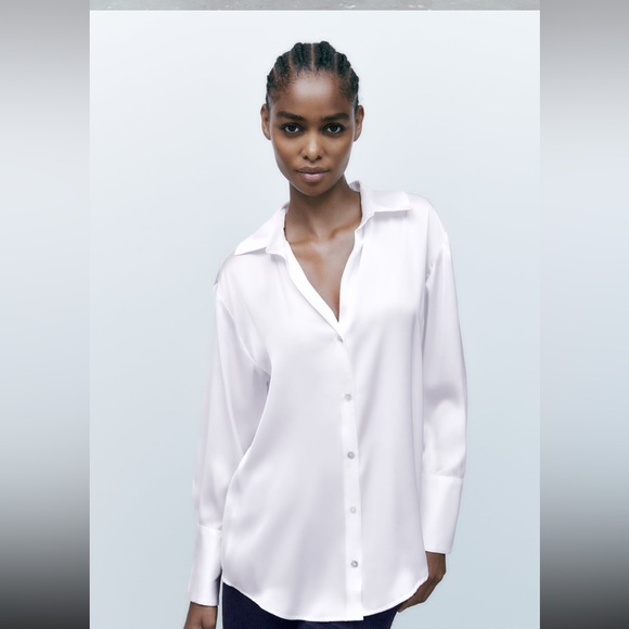ZARA- Flowy Satin Effect Shirt - Picture 4 of 10